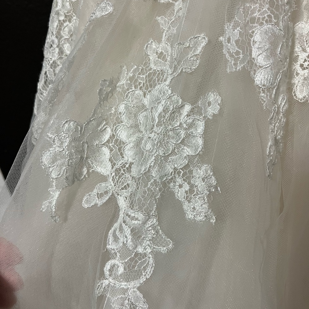 Beautiful Designer Lace Tulle Wedding Dress Sz 8/10 Corset Feminine Romantic - Picture 4 of 16